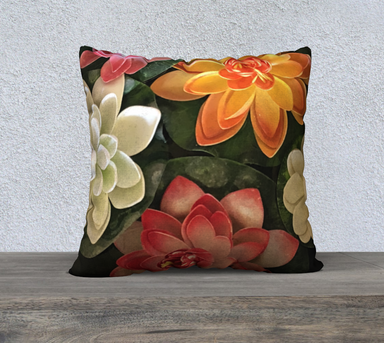 22x22 Pillow Case with our Flower Bowl Picture, Back