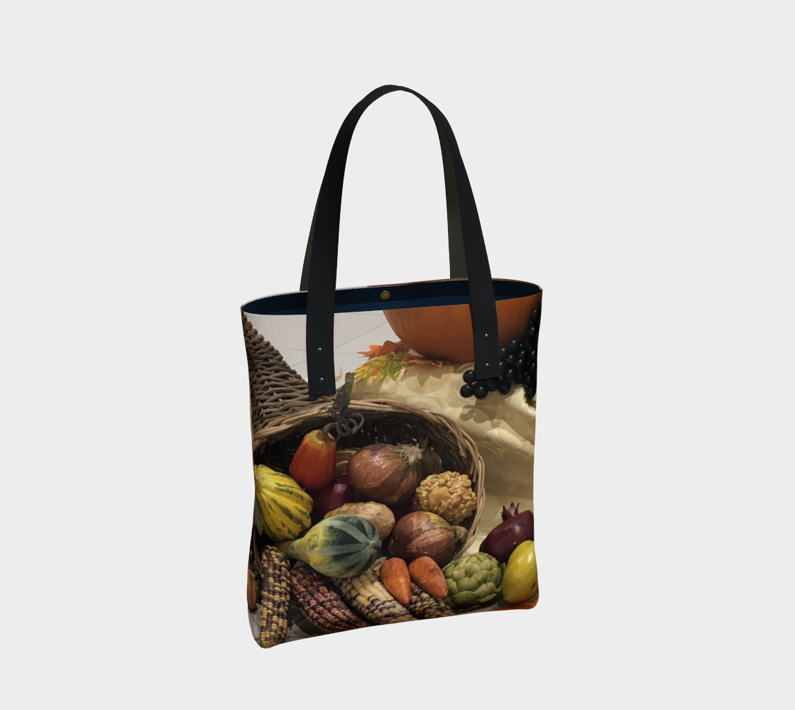 Tote Bag for Women with: Cornucopia Design, Back with black inside