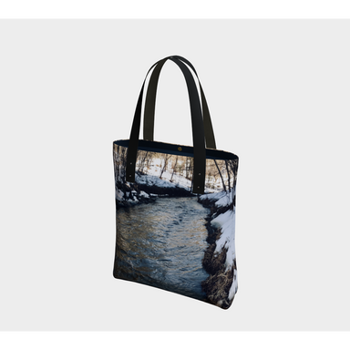 Tote Bag for Women with: River Running Design, Dark Inside