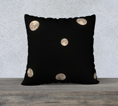 22x22 Pillow Case with our Moon at Night Picture, Back