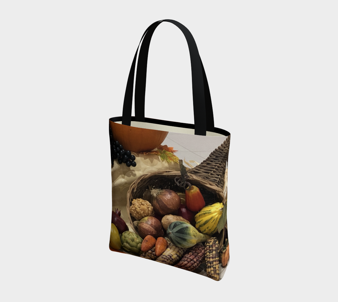 Tote Bag for Women with: Cornucopia Design, Front with tan inside
