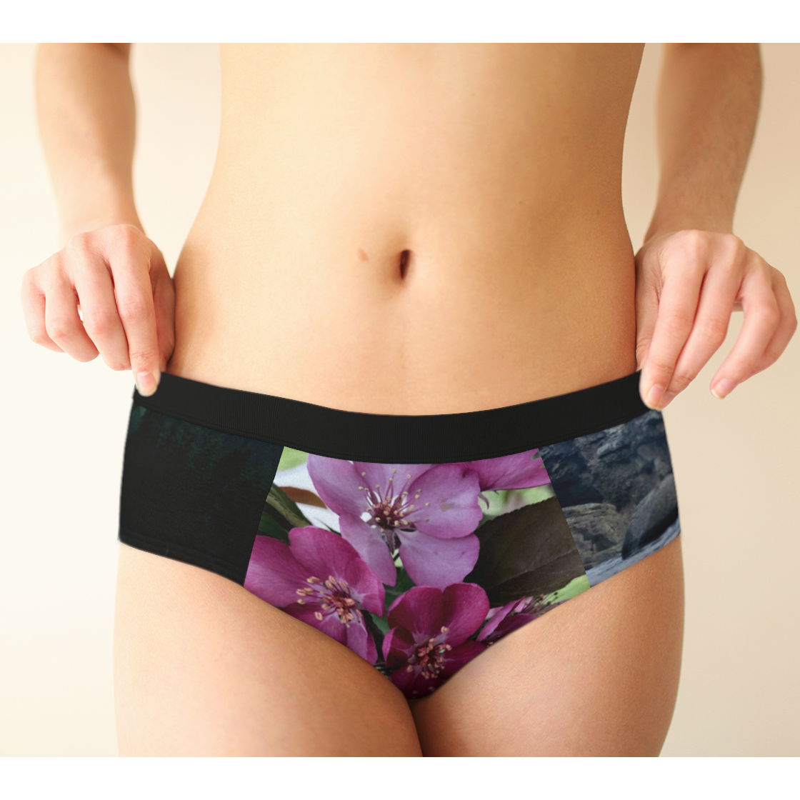 Cheeky Briefs, Women's Underwear, Flower/Lake Designs, Front