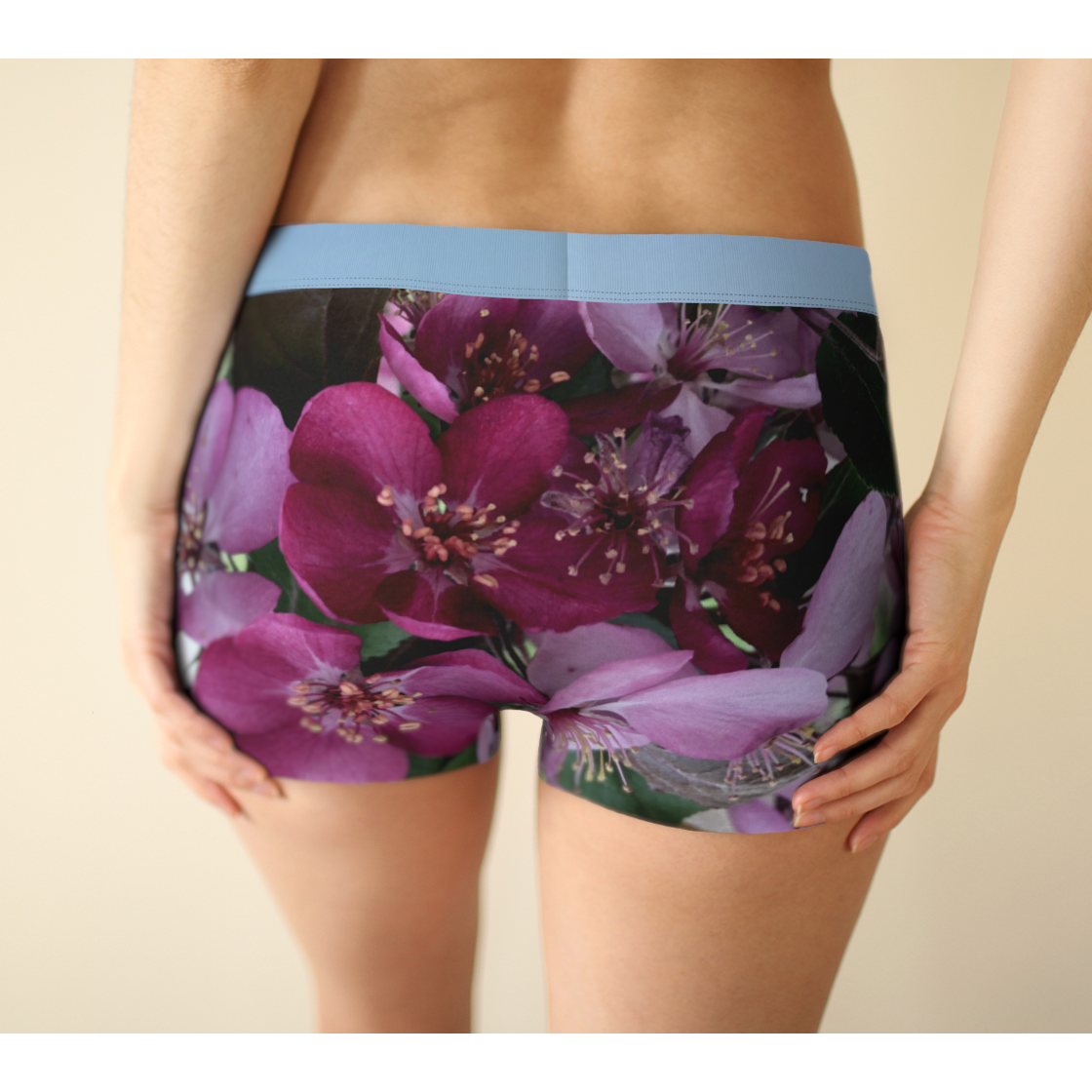 Boy Shorts, Women's Underwear, Flower Petal, Light Band, Back