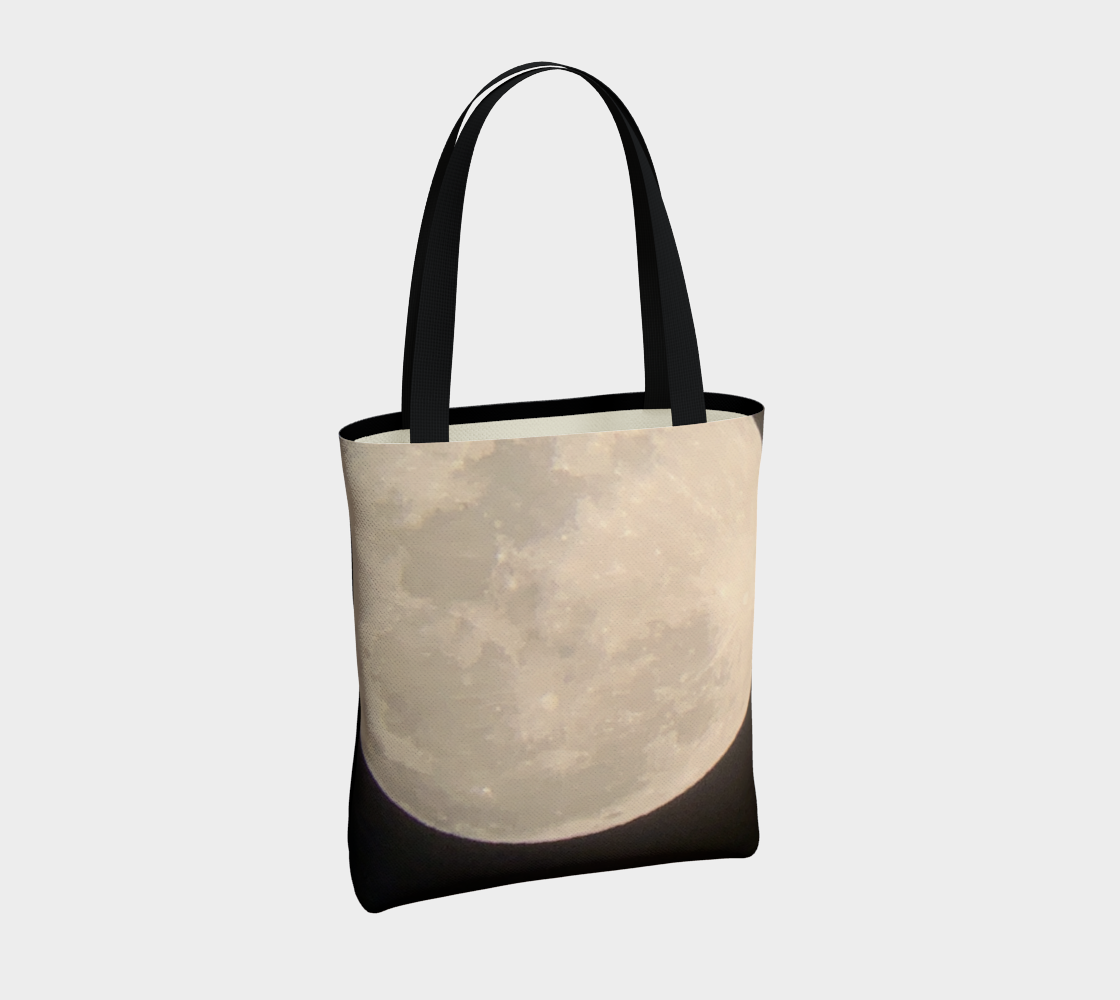 Tote Bag for Women with: Moon at Night Design, Back, Light Inside