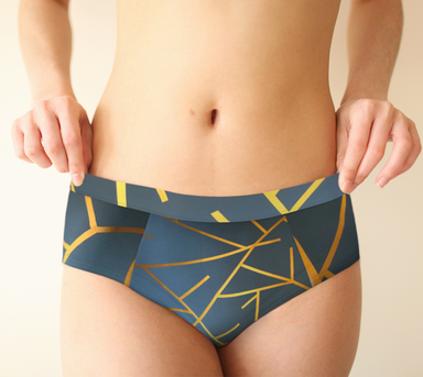Cheeky Briefs, Women's Underwear, Geometric Design, Modelled Front