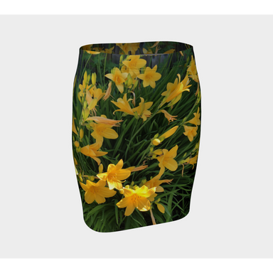 Fitted Skirt for Women with our Yellow Lily Picture, Front