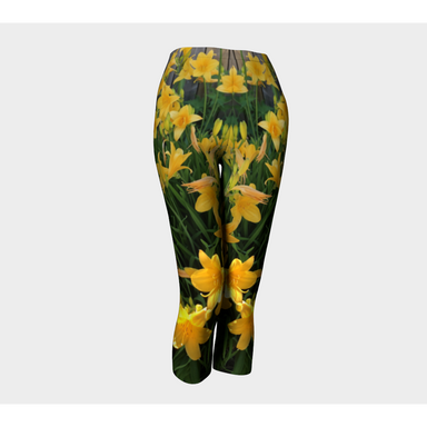 Capris for Women: Yellow Lily Design, Front