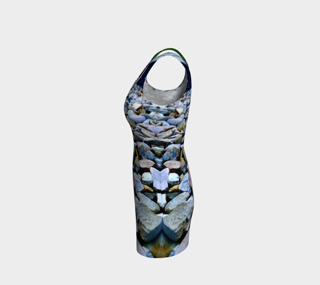 Bodycon Fitted Dress for Women: Rocks Design, Left Side