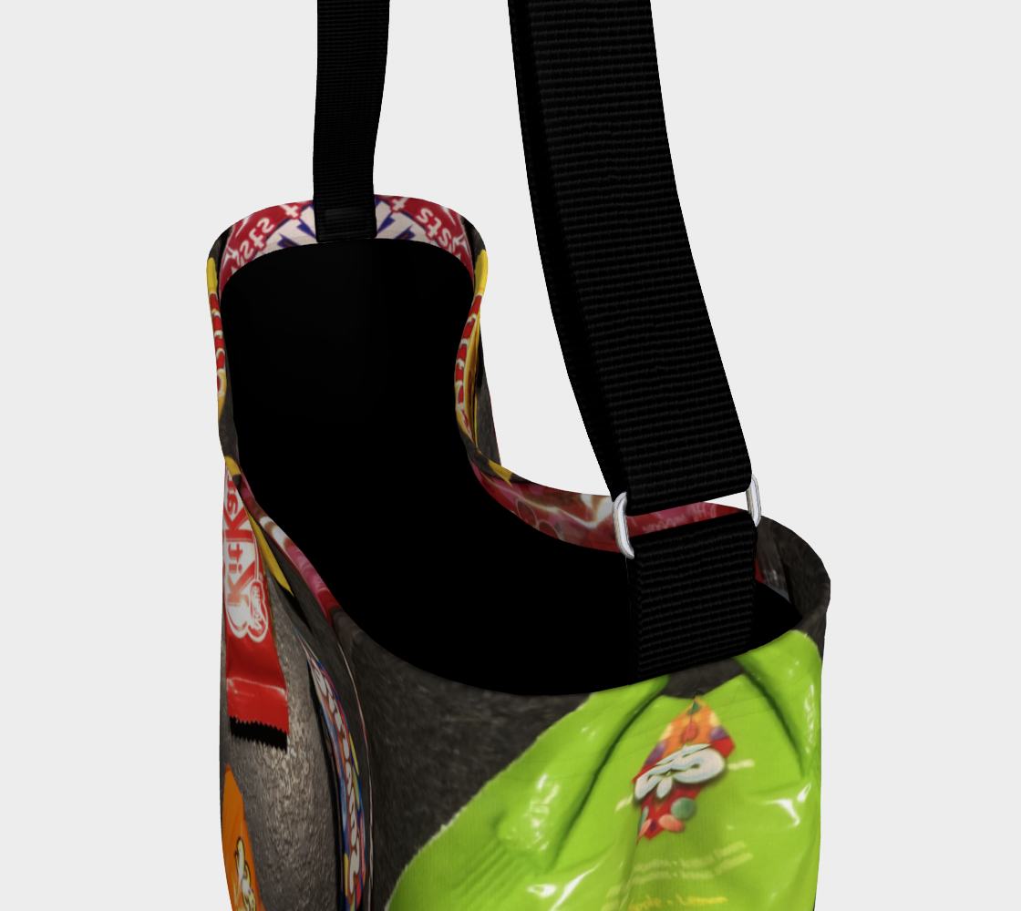 Day Tote with our Halloween Candy Design, Black, Inside