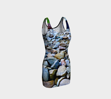 Bodycon Fitted Dress for Women: Rocks Design, Front