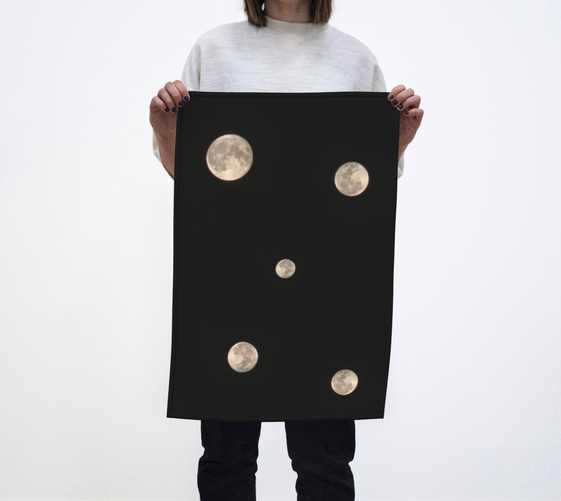 Tea Towel with out Moon at Night Design, Being Held