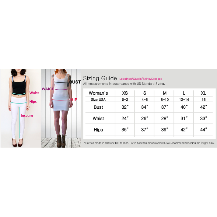 Bodycon Fitted Dress for Women: Half Moon Cloudy Sky Design, Sizing Chart