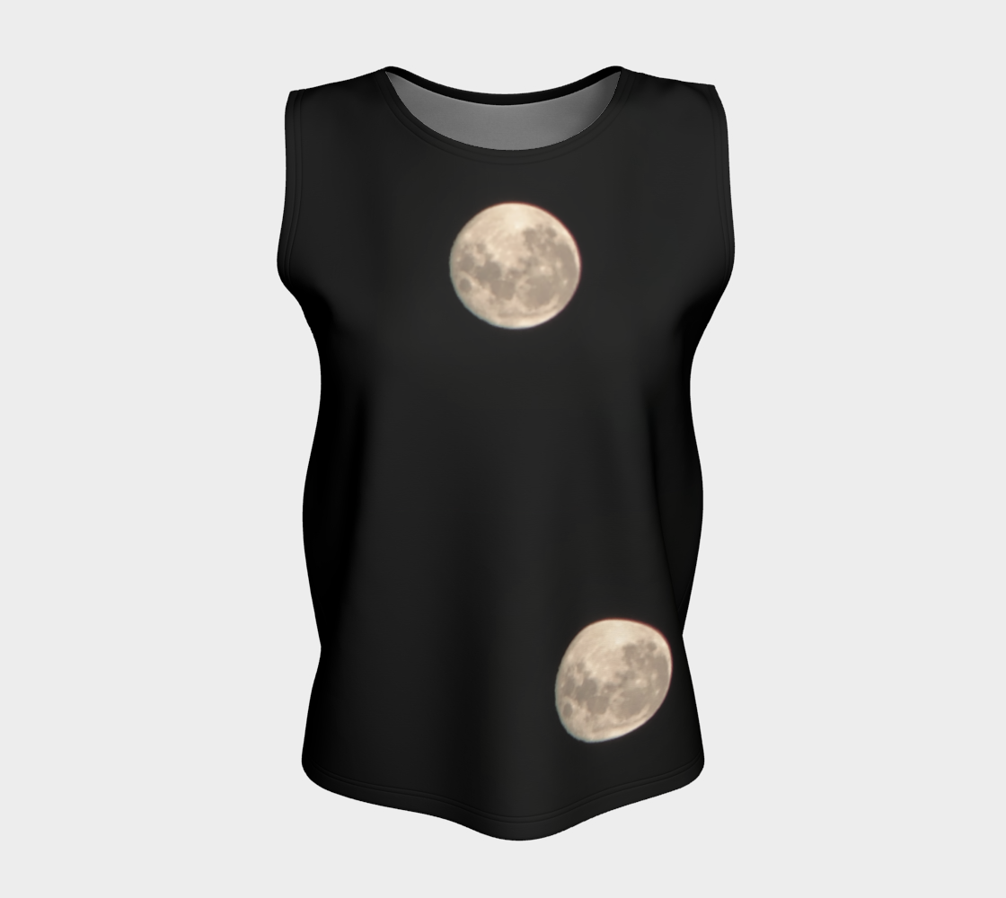 Loose Tank Top for women: Moon at Night Design (Long), Front