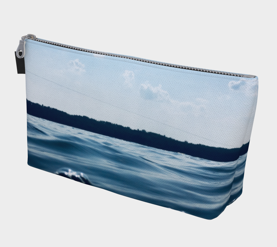 Makeup Zipper Bag, Custom Designed with our Blue Lake Picture, Front