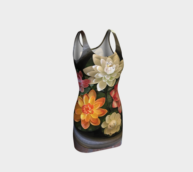 Bodycon Fitted Dress for Women: Flower Bowl Design, Front