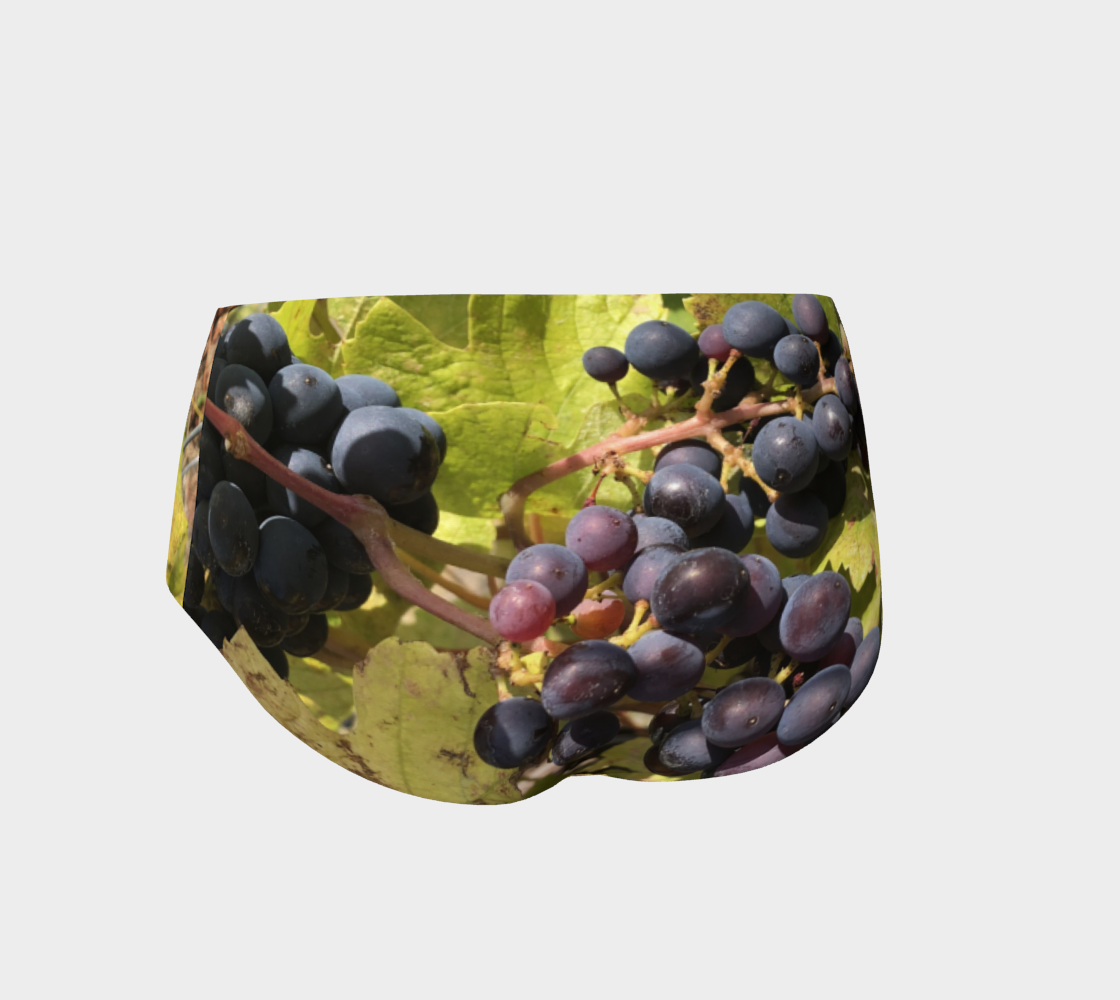 Mini Shorts for Women: Fall Grapes Design, Back View