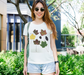 T-Shirt for Women with Fall Leaves Picture, Model 1, Front
