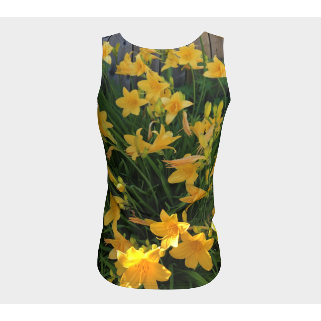Fitted Tank for women: Yellow Lily Design (Long), Back