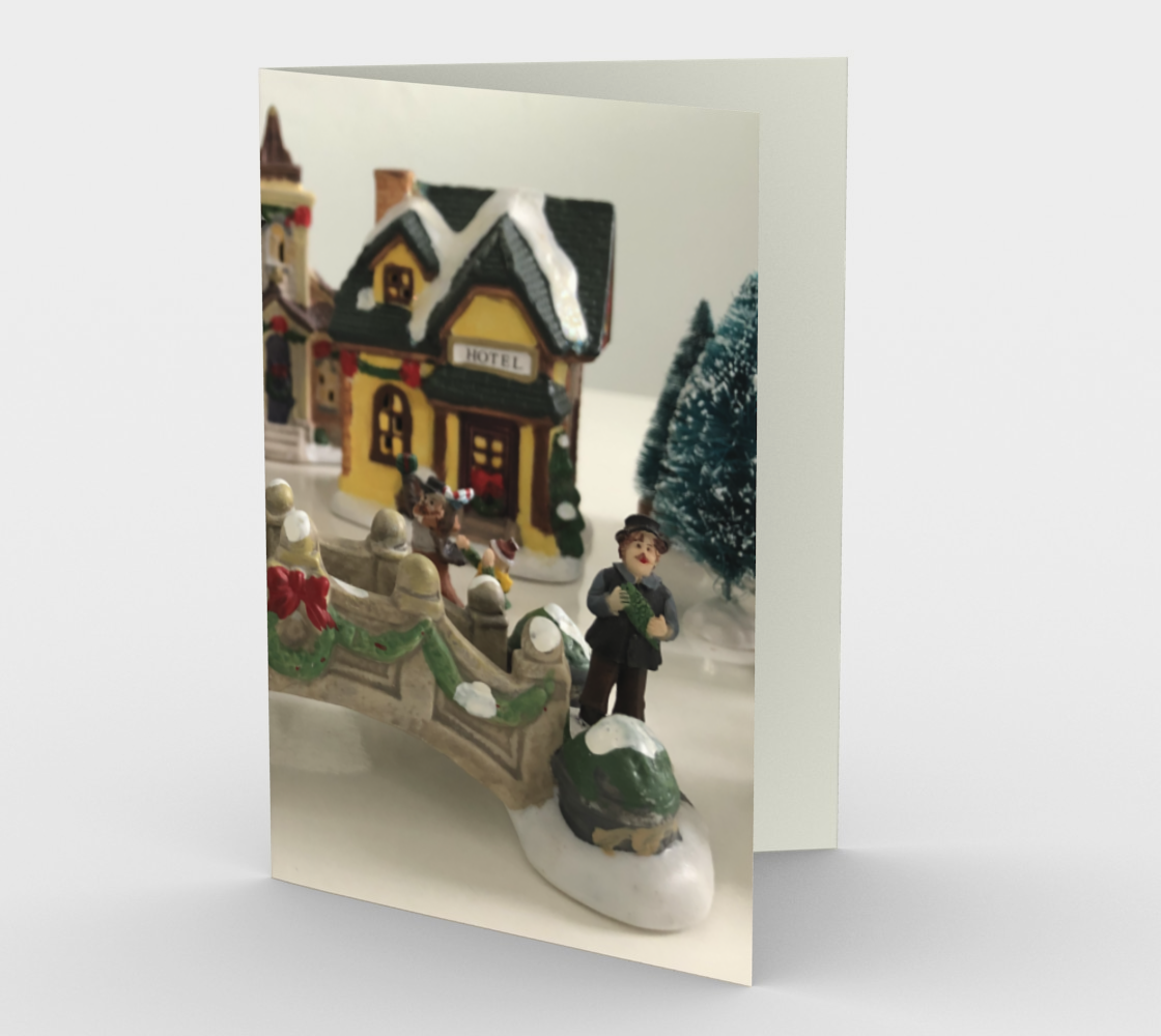 Stationery Card with our Christmas Village Picture, Front