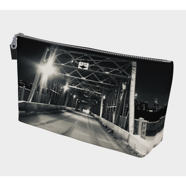 Makeup Zipper Bag, Custom Designed with our Bridge at Night, Front