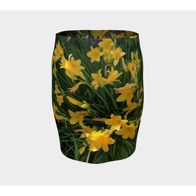 Fitted Skirt for Women with our Yellow Lily Picture, Back