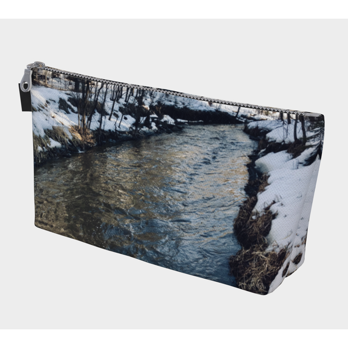 Makeup Zipper Bag, Custom Designed with our River Running Picture, Front