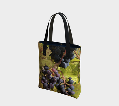 Tote Bag for Women with: Fall Grapes Design, Front with black inside