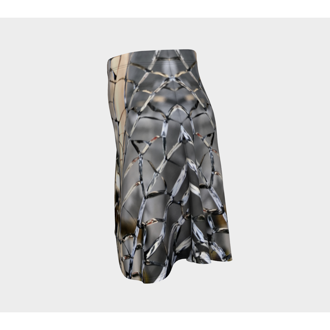 Flare Skirt for Women with: Broken Glass Design, Side