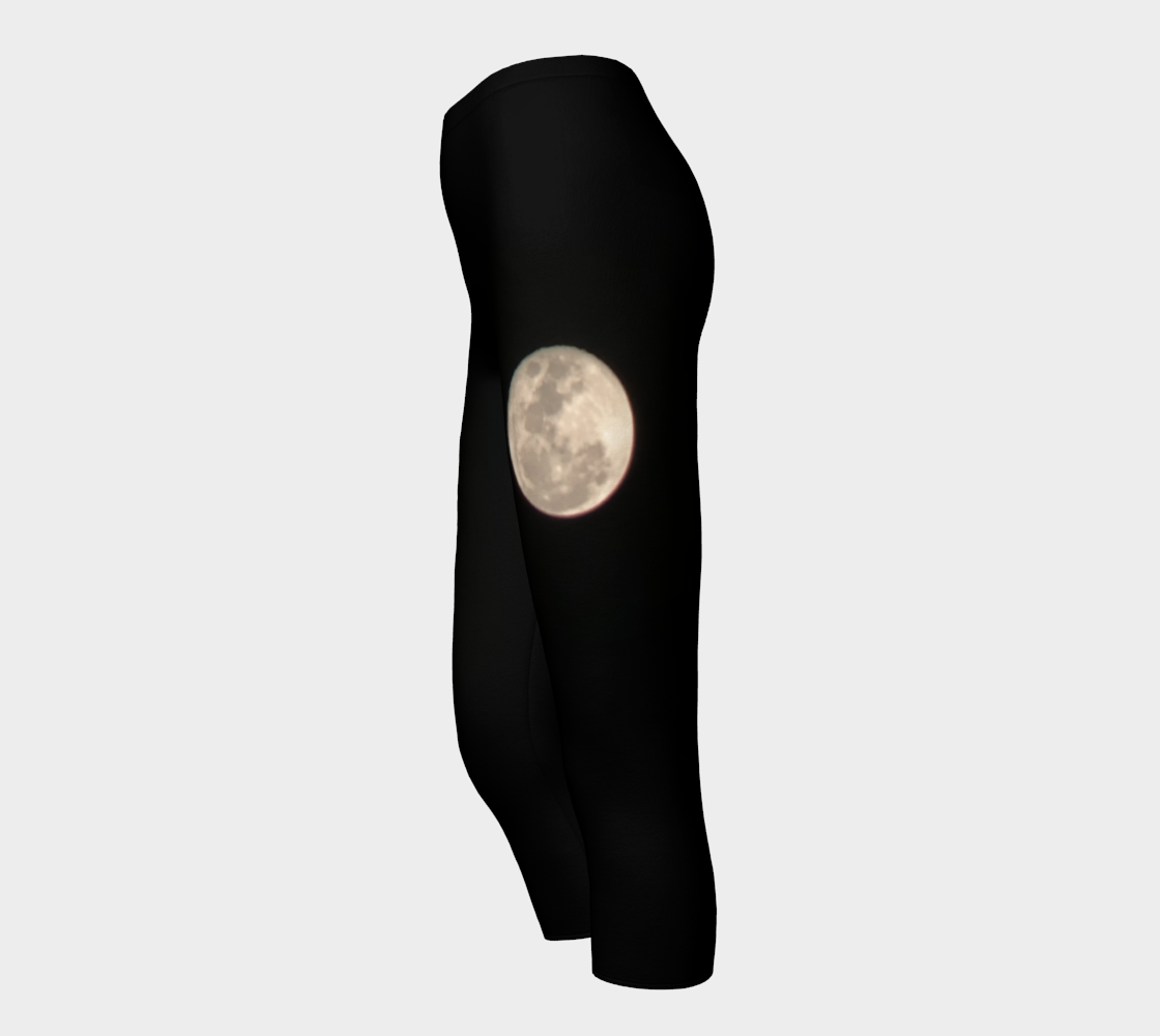 Capris for Women: Moon at Night Design, Left Leg