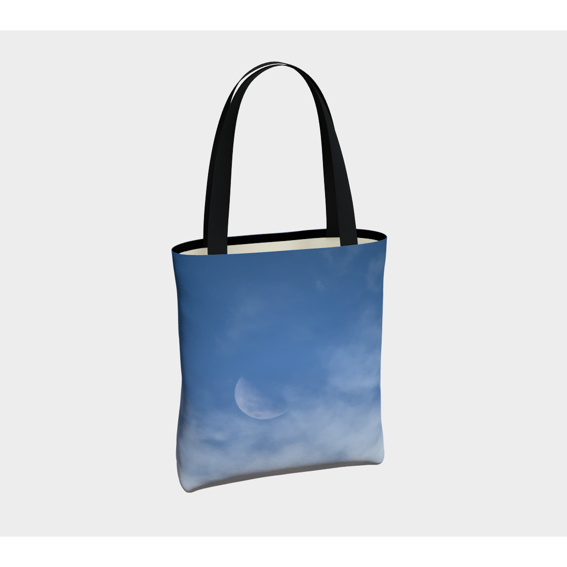 Tote Bag for Women with: Half Moon Cloudy Sky Design, Light Inside