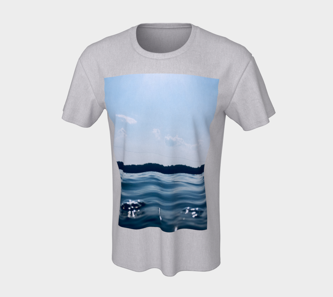 T-Shirt for Women and Men with Blue Lake Picture, Front