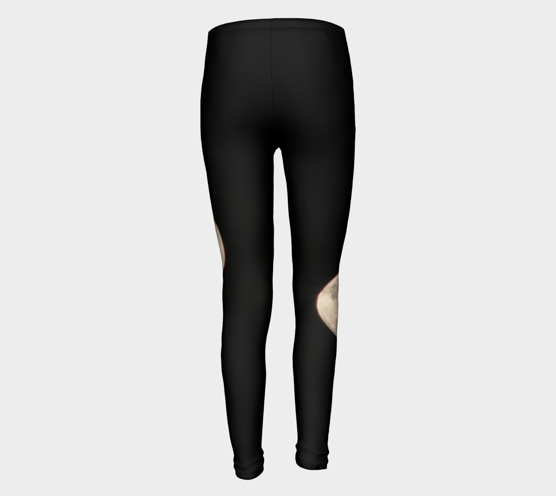 Youth Leggings for girls with: Moon at Night Design, 10-12 years, Back