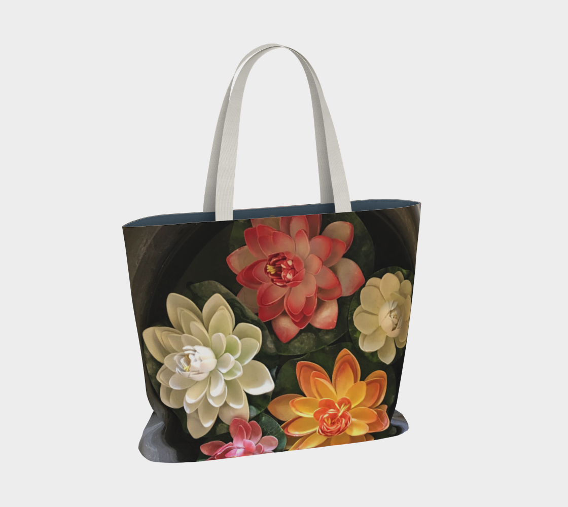 Market Tote Bag with: Flower Bowl Design, Back