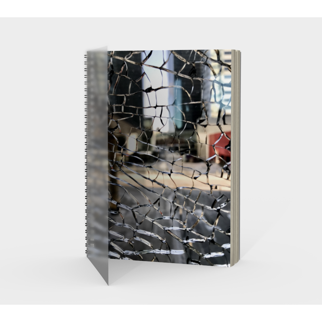 Notebook, Spiral-Bound, Custom Designed with our Broken Glass Picture, Front