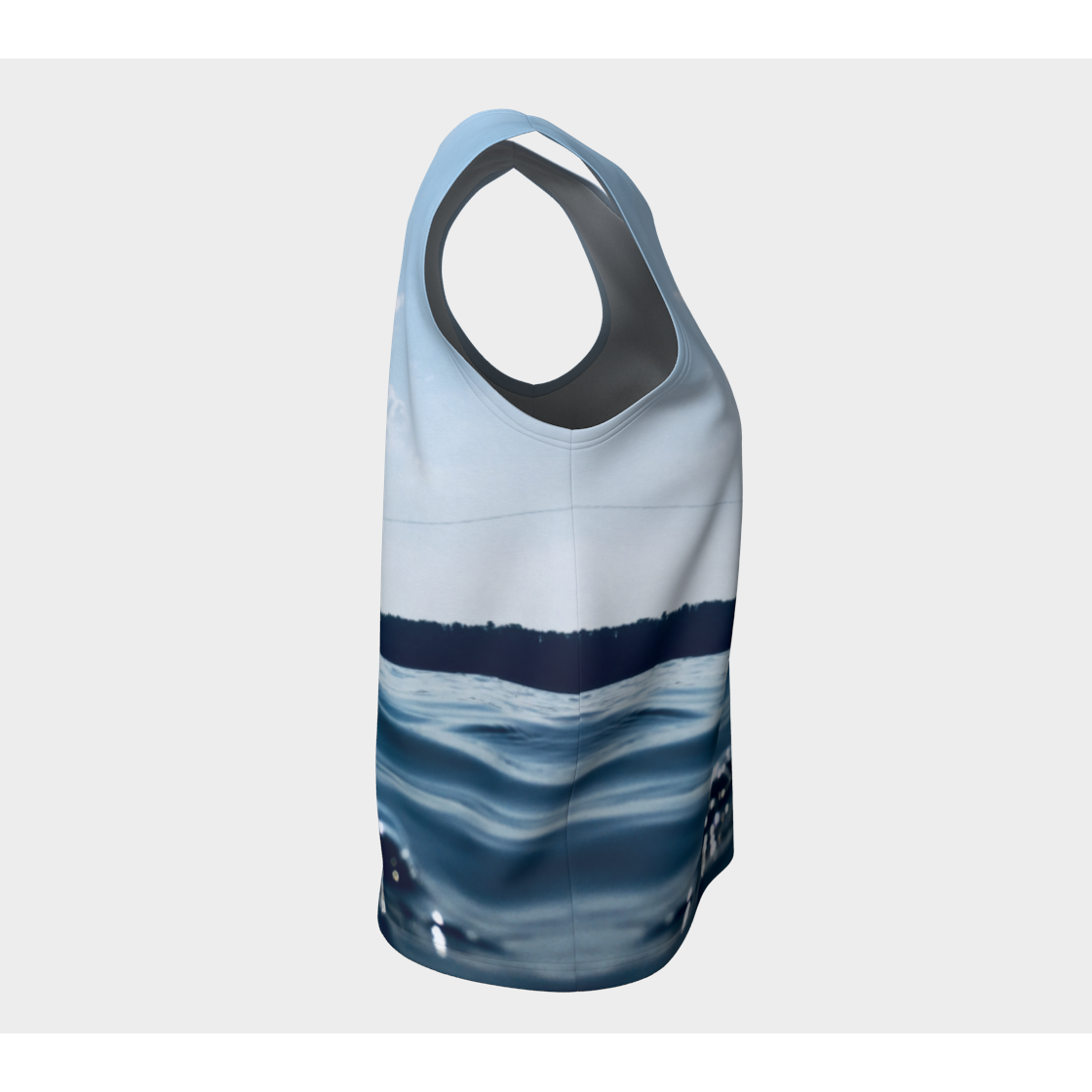 Loose Tank Top for women: Blue Lake Design (Long), Right Side