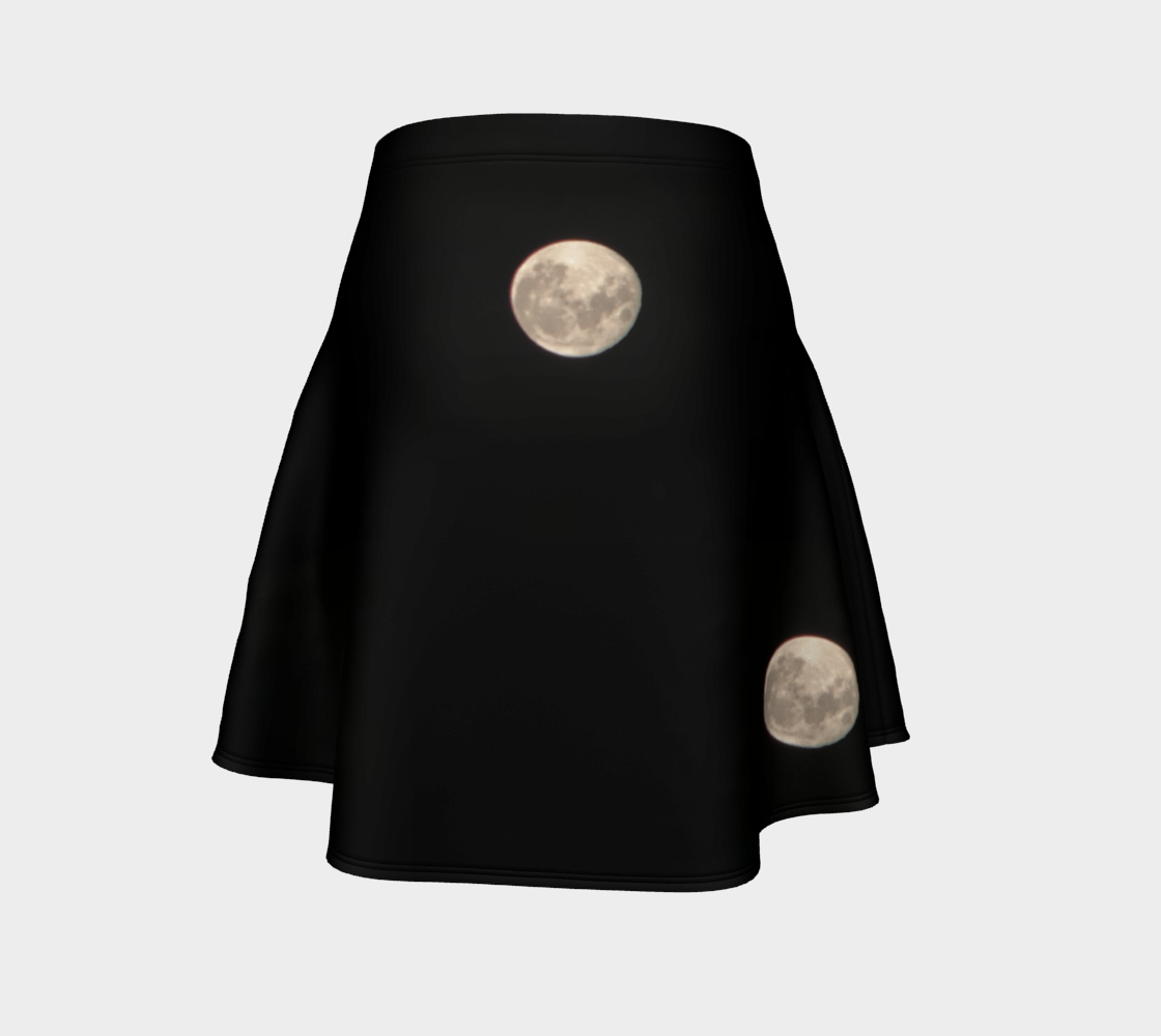 Flare Skirt for Women with: Moon at Night Design, Front