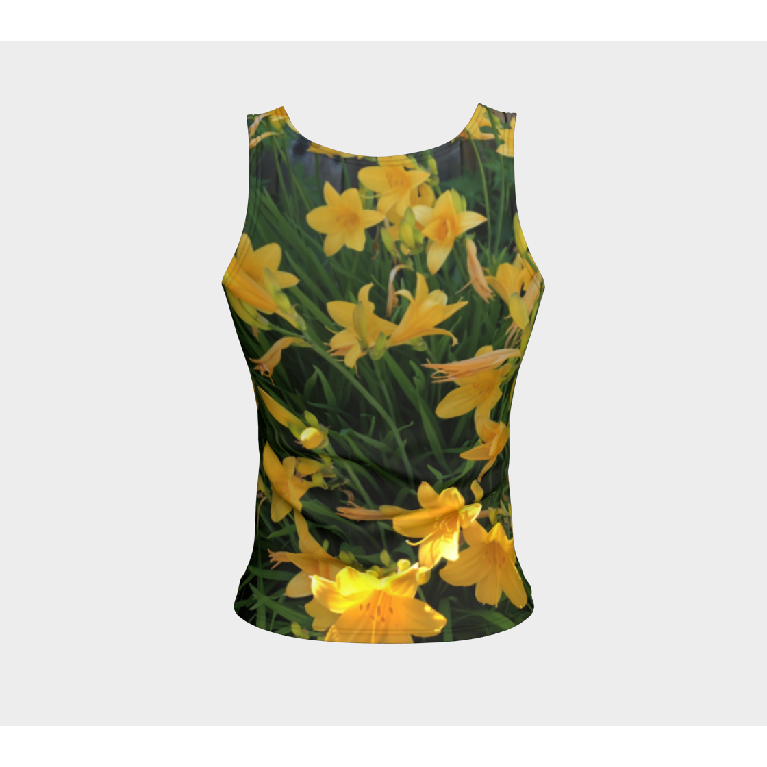 Fitted Tank for women: Yellow Lily Design (Regular), Back