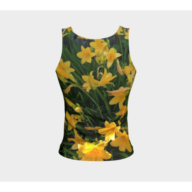 Fitted Tank for women: Yellow Lily Design (Regular), Back