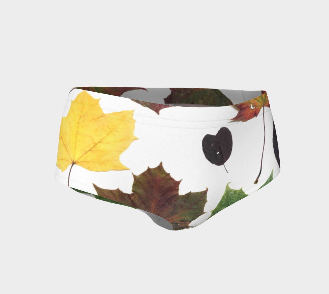 Mini Shorts for Women: Fall Leaves Design, Front View