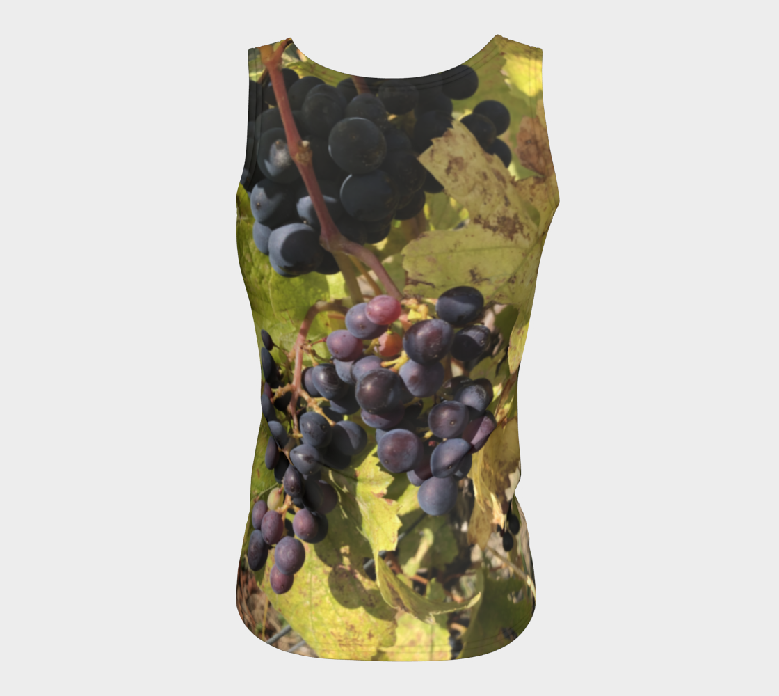 Fitted Tank for women: Fall Grapes Design (Long), Back View