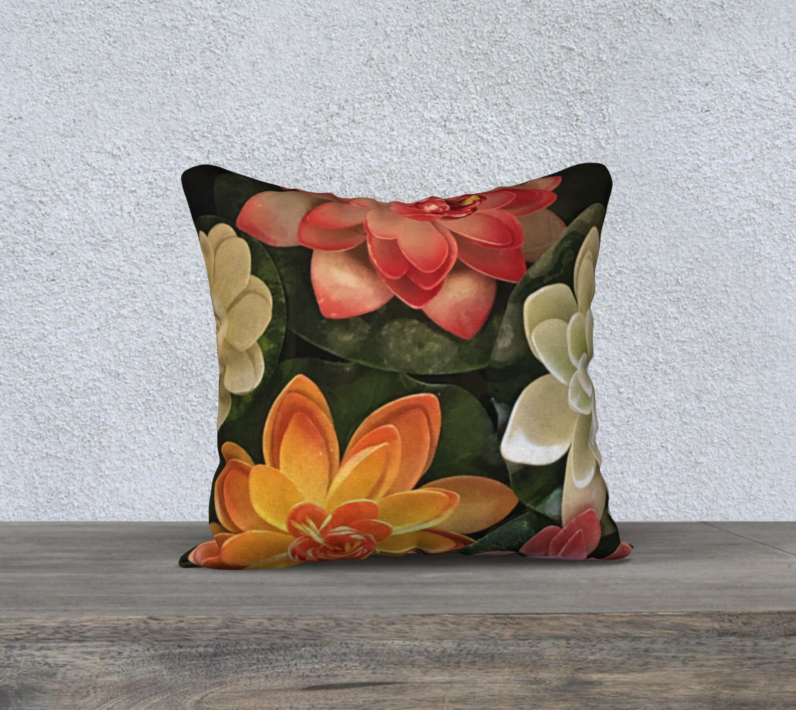18x18 Pillow Case with our Flower Bowl Picture, Back