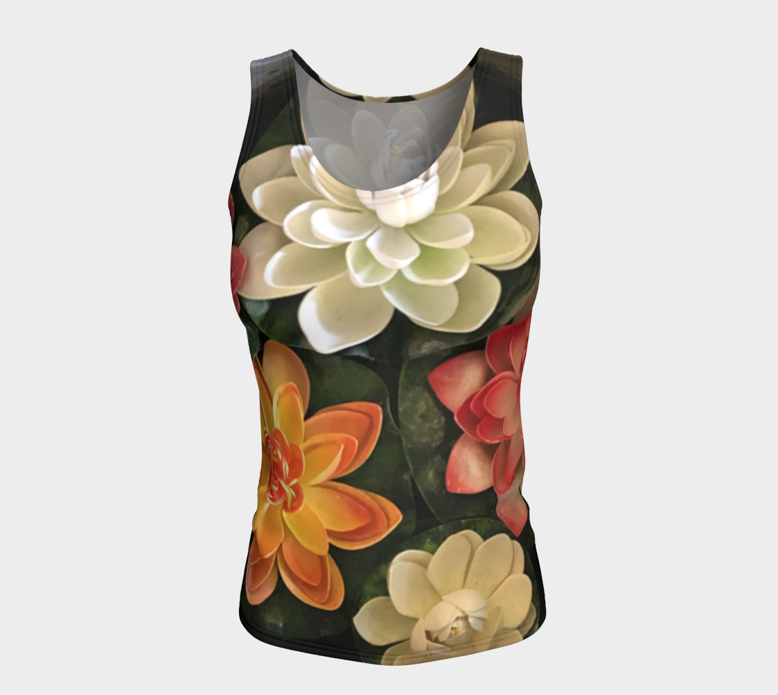 Fitted Tank for women: Flower Bowl Design (Long), Front