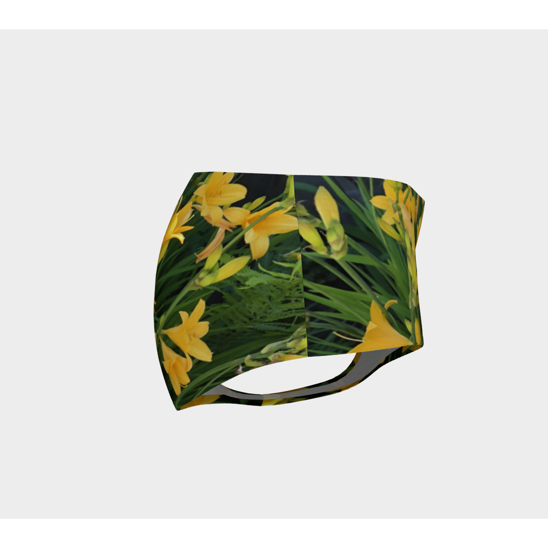 Mini Shorts for Women: Yellow Lily Design, Right Side