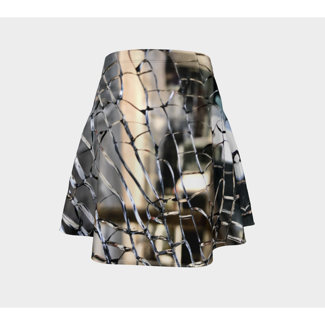 Flare Skirt for Women with: Broken Glass Design, Back