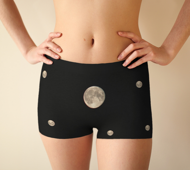 Boy Shorts, Women's Underwear, Moon at Night, Modelled, Front