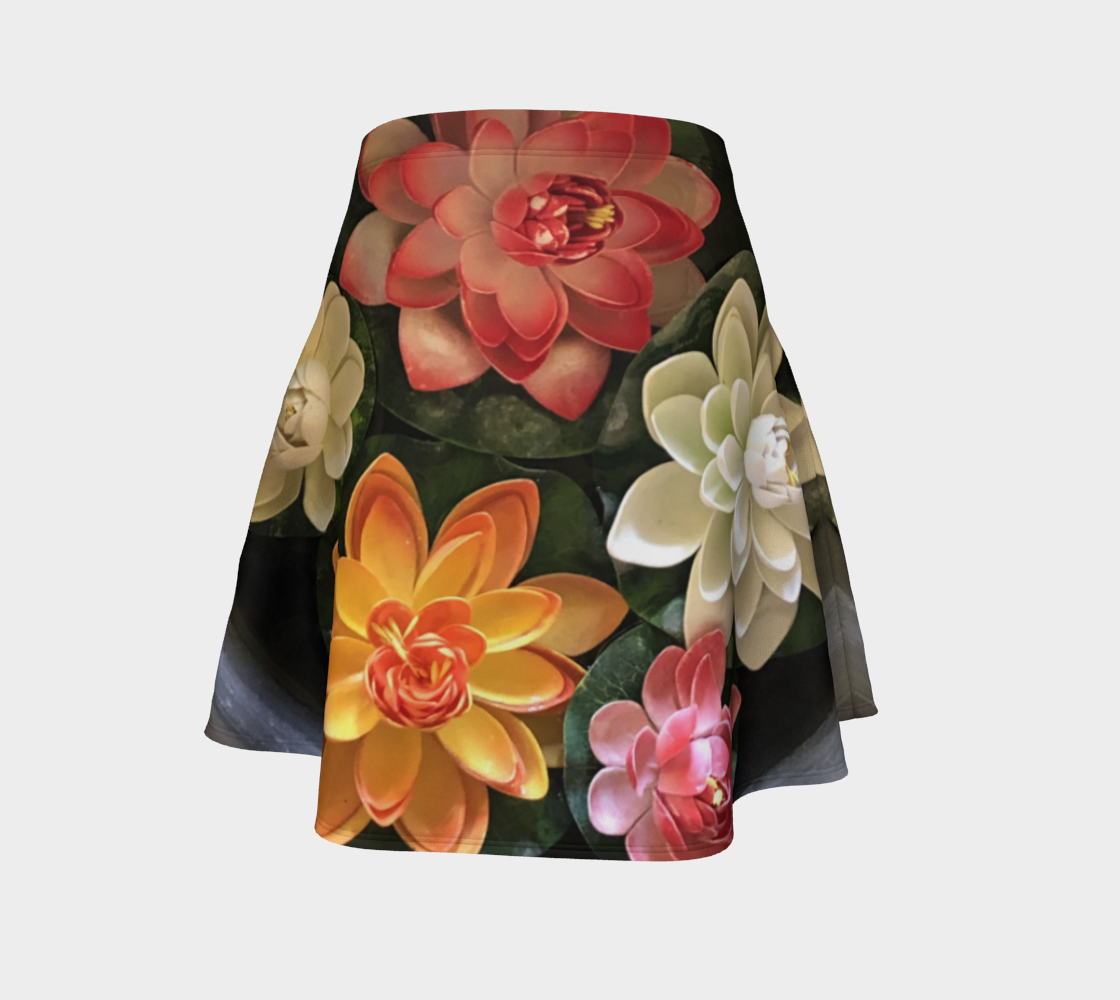 Flare Skirt for Women with: Flower Bowl Design, Back