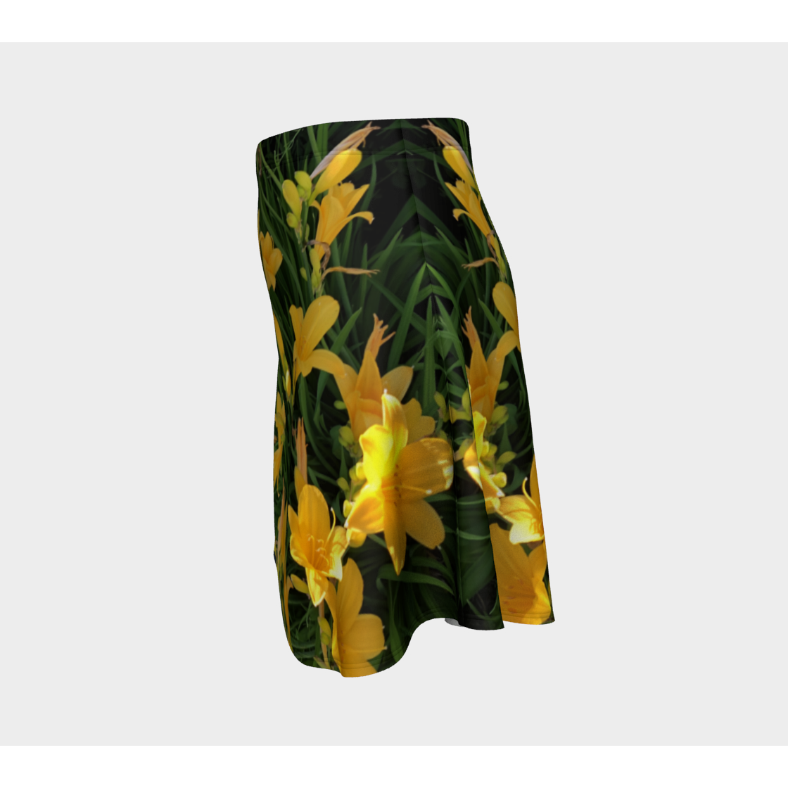 Flare Skirt for Women with: Yellow Lily Design, Left Side