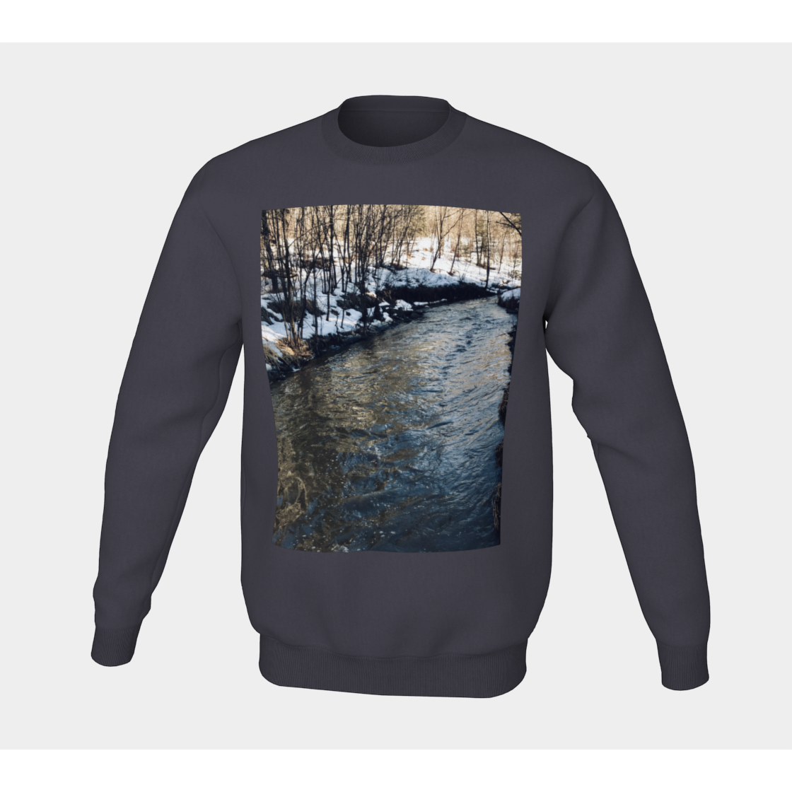 Sweatshirt for Women and Men with River Running Picture, Front