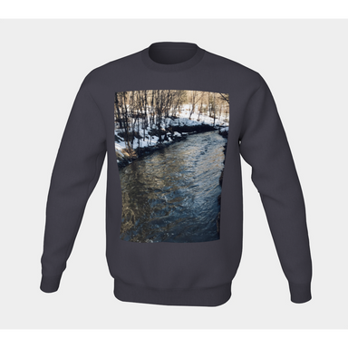Sweatshirt for Women and Men with River Running Picture, Front