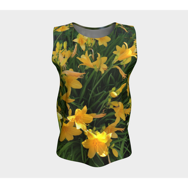 Loose Tank Top for women: Yellow Lily Design (Long), Front